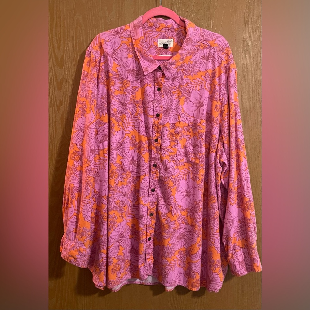 Universal Thread Floral Shirt in Pink and Orange
